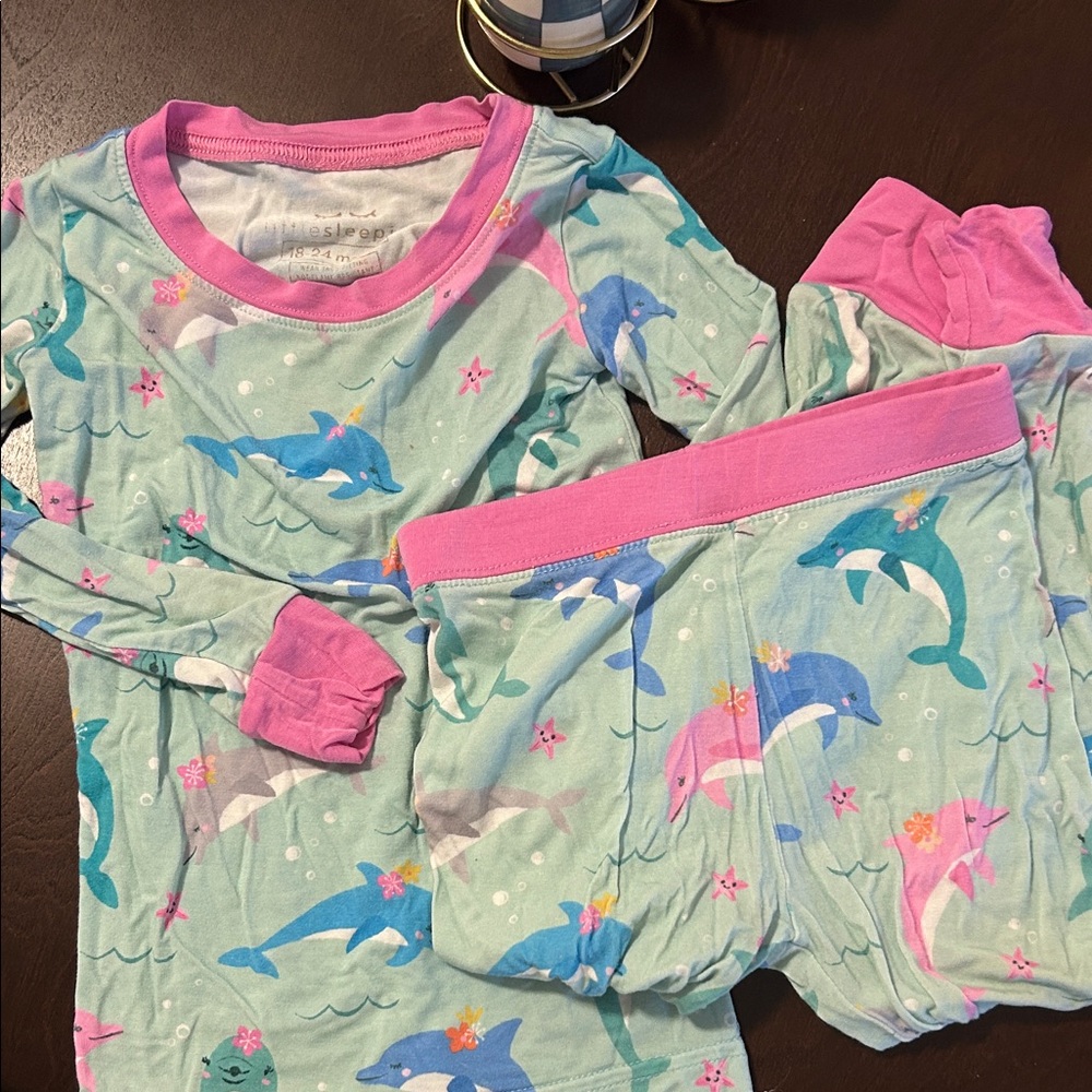 Little Sleepies Dolphin Pajama Set - Blue and Pink